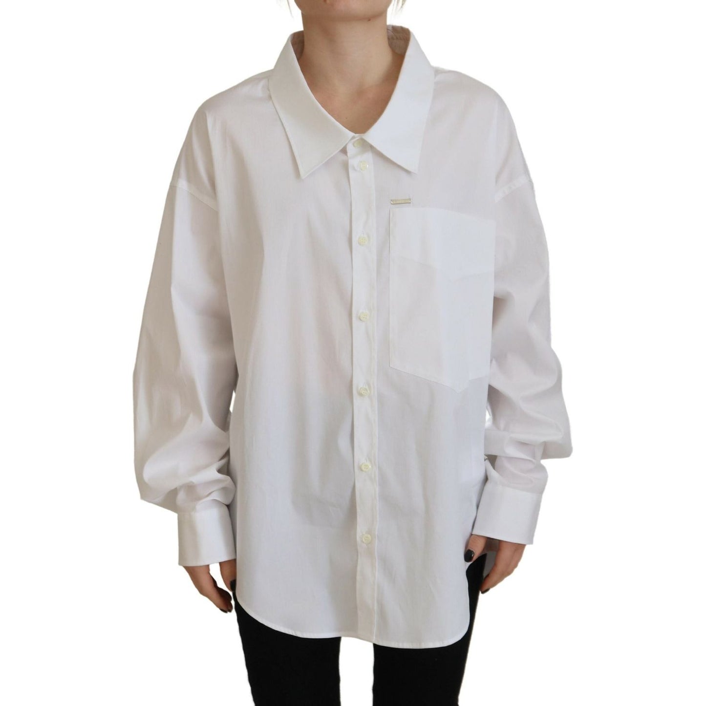 Dsquared² White Cotton Button Down Collared Dress Shirt Top