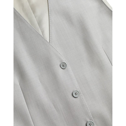 Dolce & Gabbana Light Gray Wool Formal Dress Waistcoat Vest