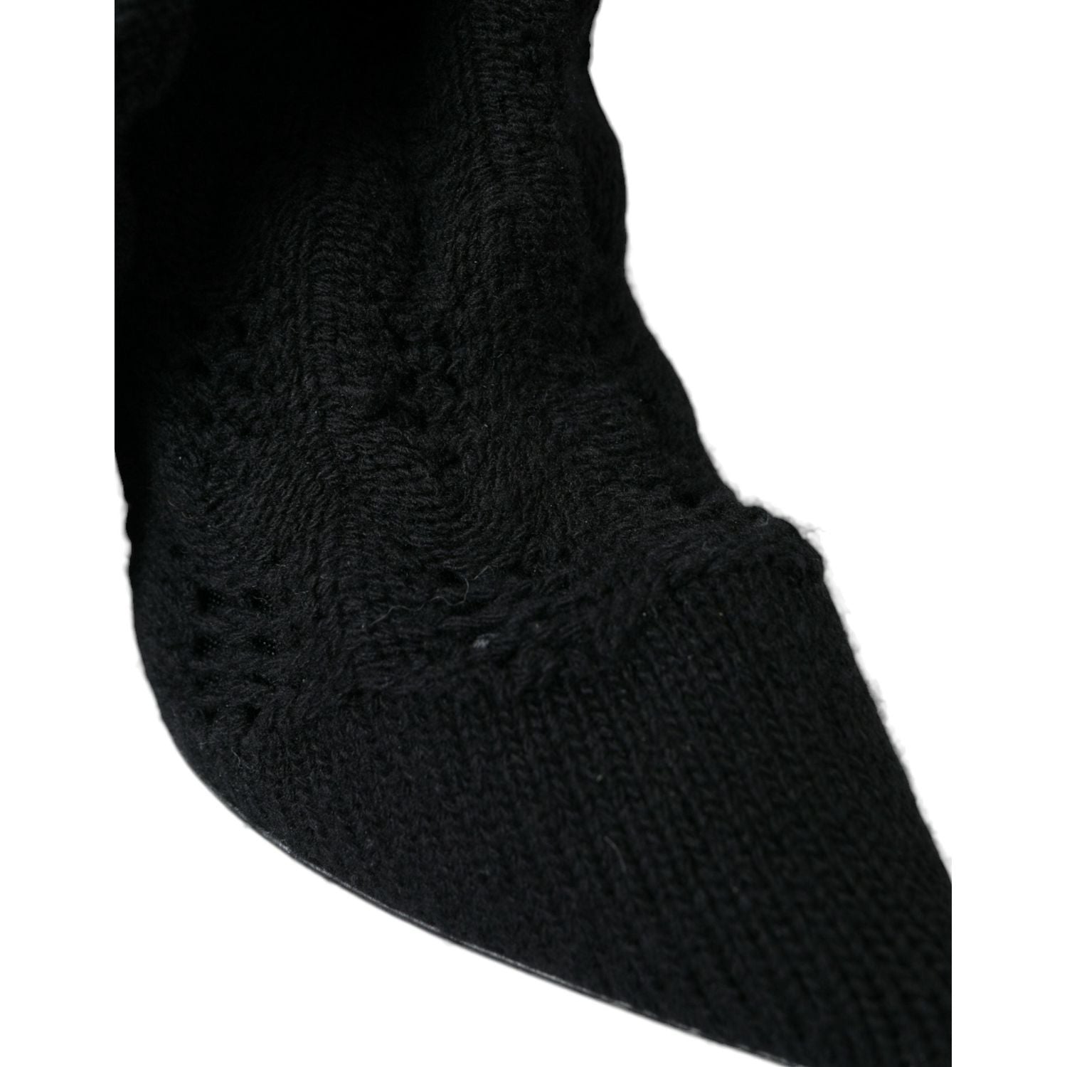 حذاء دولتشي آند غابانا أسود بكعب ستيليتو يصل إلى منتصف الساق