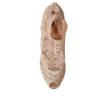 Dolce & Gabbana Beige Stretch Taormina Lace Boots Shoes