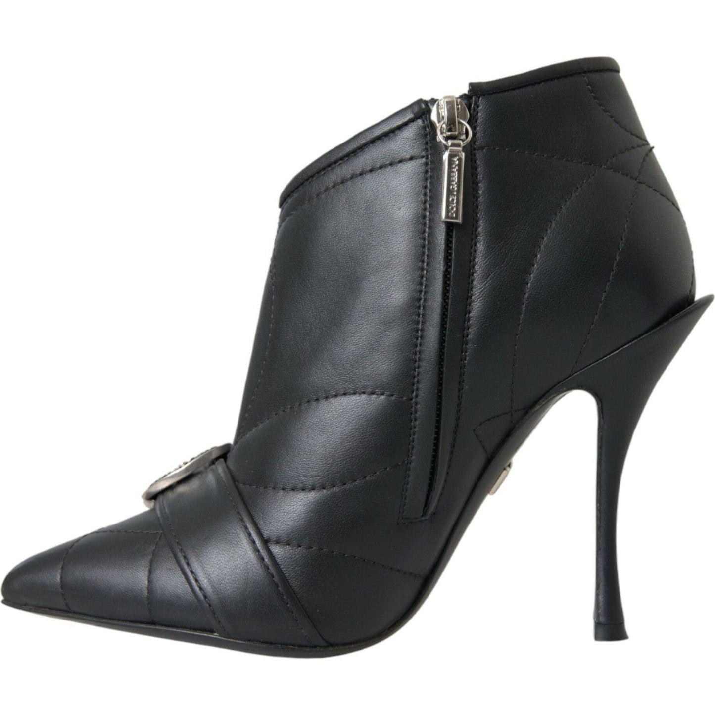 Dolce & Gabbana Black Devotion Quilted Buckled Boots Shoes LA10772-36