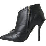 Dolce & Gabbana Black Devotion Quilted Buckled Boots Shoes LA10772-36