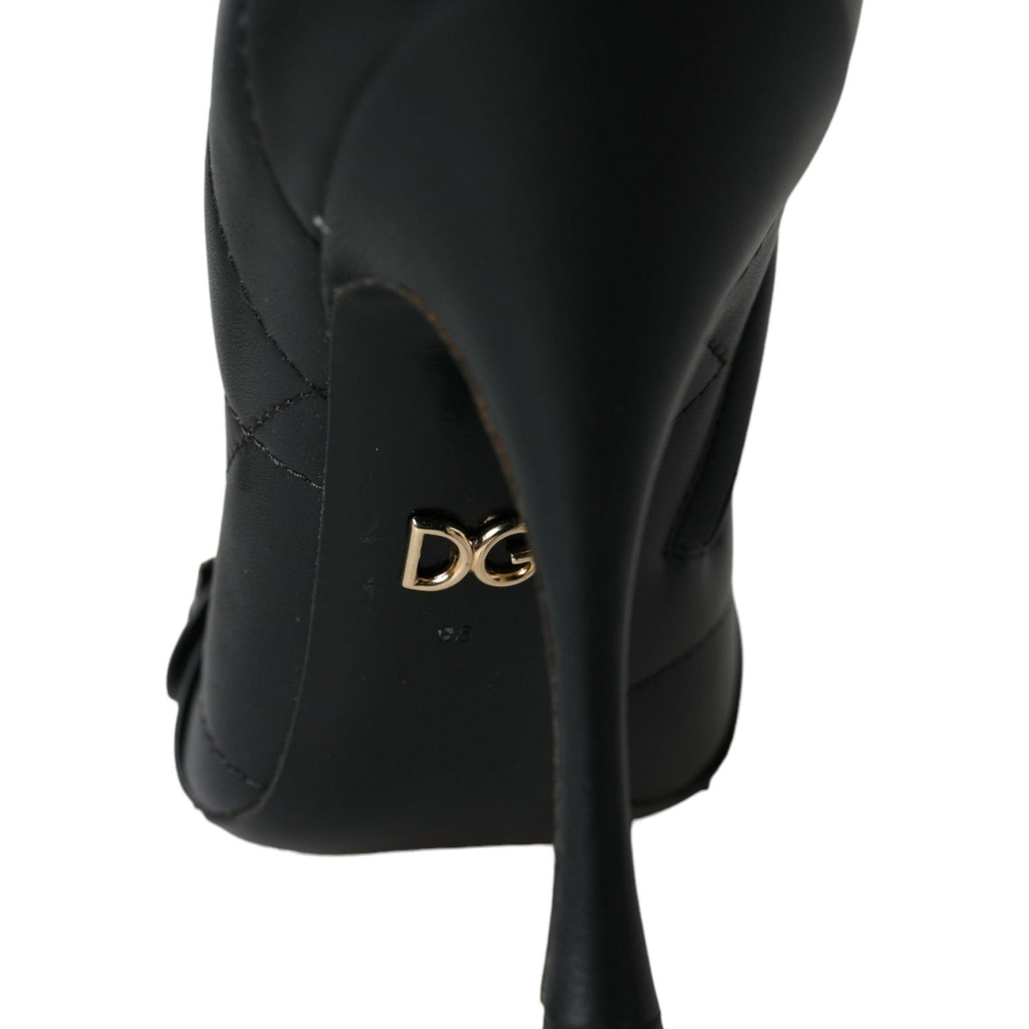 Dolce & Gabbana Black Devotion Quilted Buckled Boots Shoes LA10772-36