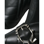 Dolce & Gabbana Black Devotion Quilted Buckled Boots Shoes LA10772-36