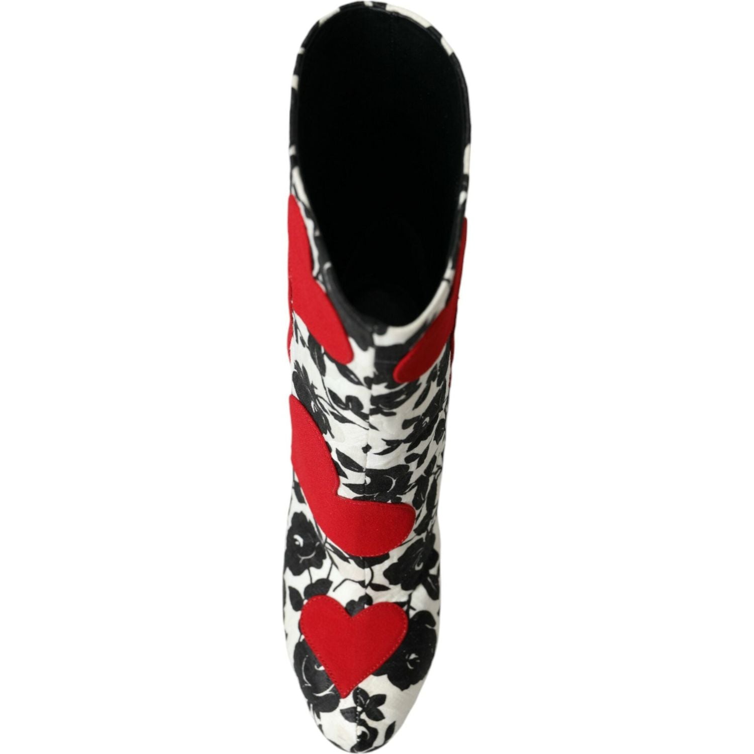 حذاء Dolce &amp; Gabbana أبيض من الجلد بنقشة قلوب زهرية