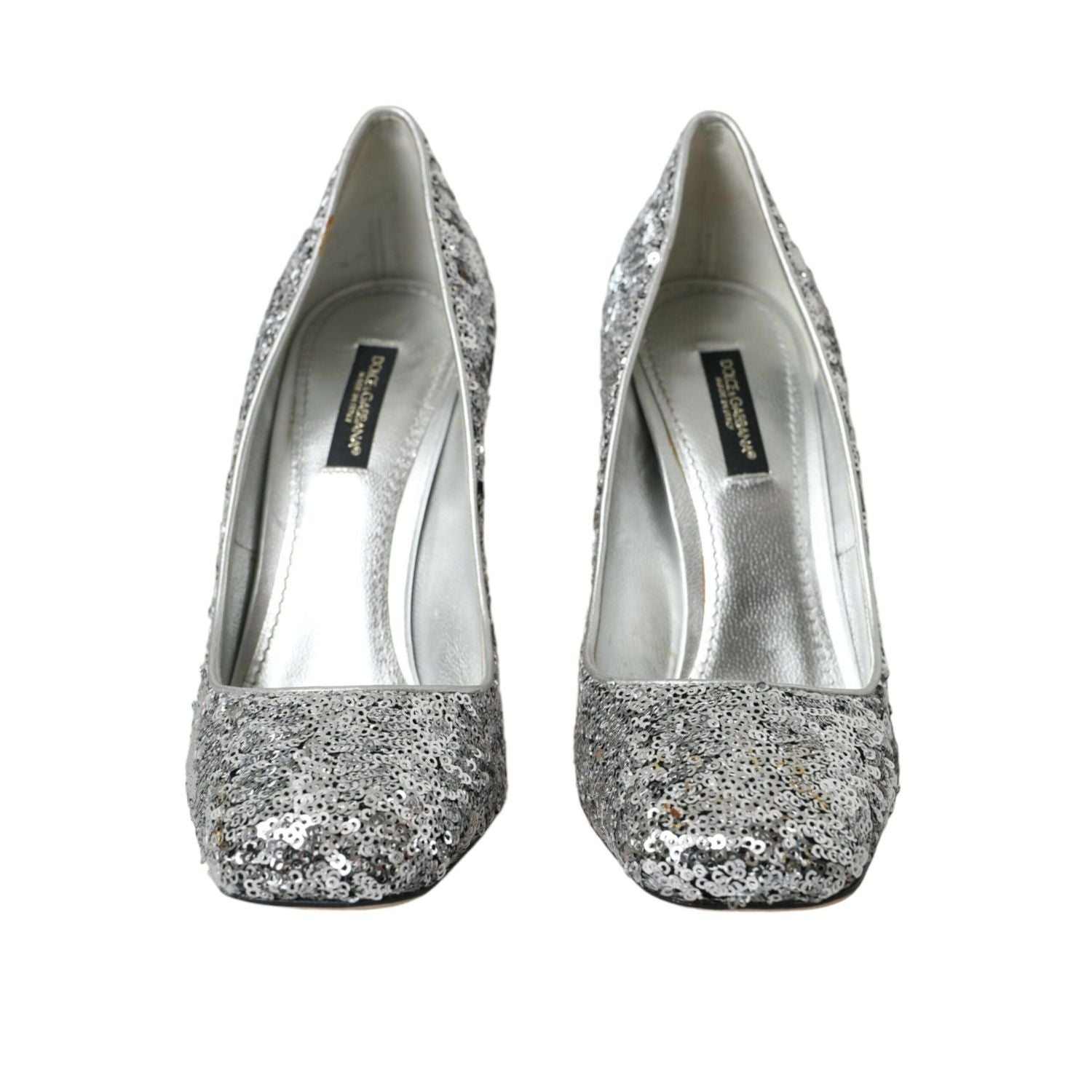 Dolce & Gabbana Silver Sequin Embellished Heels Pumps Shoes