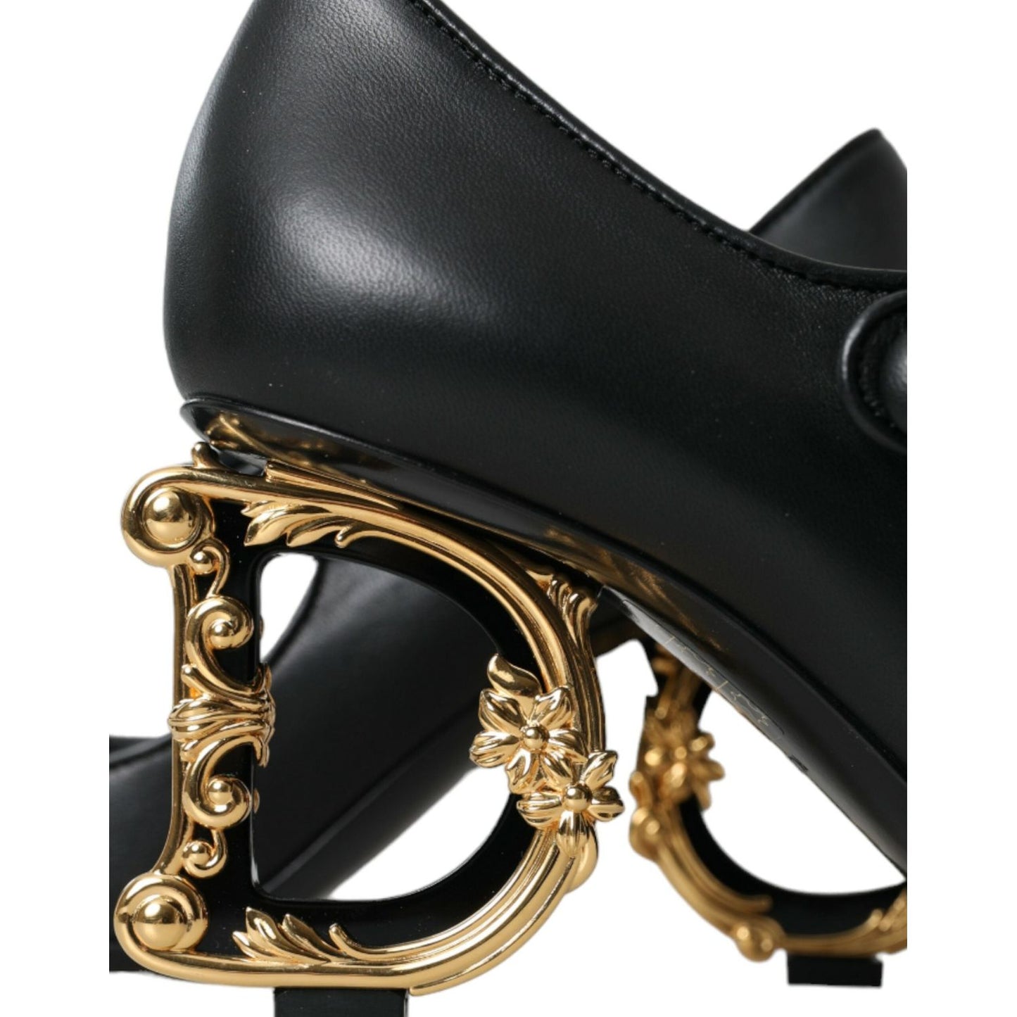 Dolce & Gabbana Black Leather Logo Heels Mary Janes Pumps Shoes LA10765-37.5