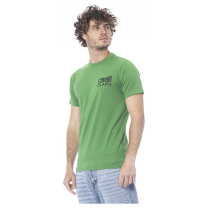 Cavalli Class Green Cotton Men T-Shirt