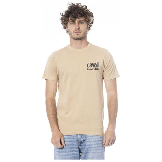 Cavalli Class Beige Cotton Men T-Shirt CA-24369-L