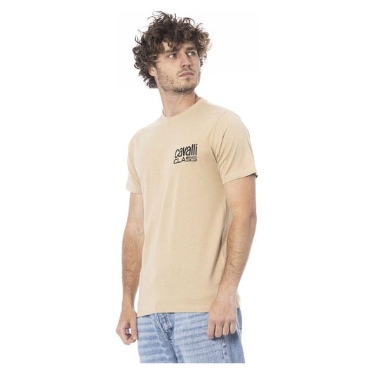 Cavalli Class Beige Cotton Men T-Shirt CA-24369-L