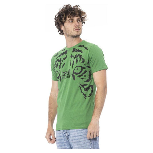 Cavalli Class Green Cotton Men T-Shirt CA-24364-M