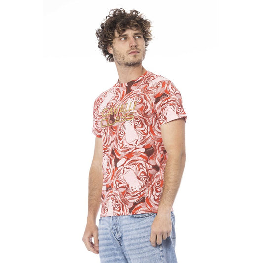 Cavalli Class Red Cotton Men T-Shirt CA-24345-M