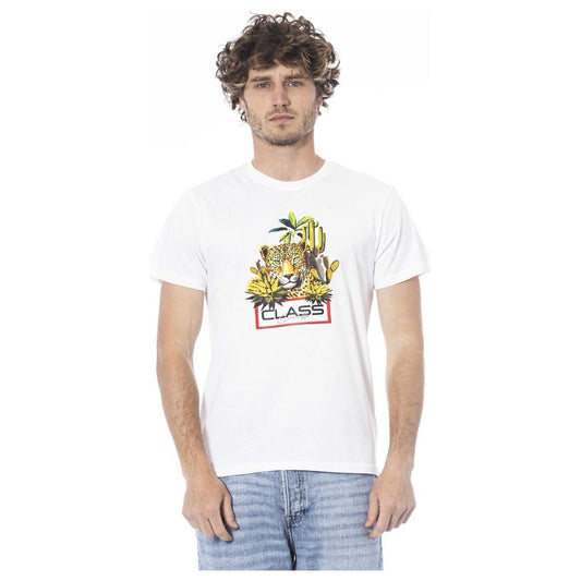 Cavalli Class White Cotton Men T-Shirt CA-24341-L