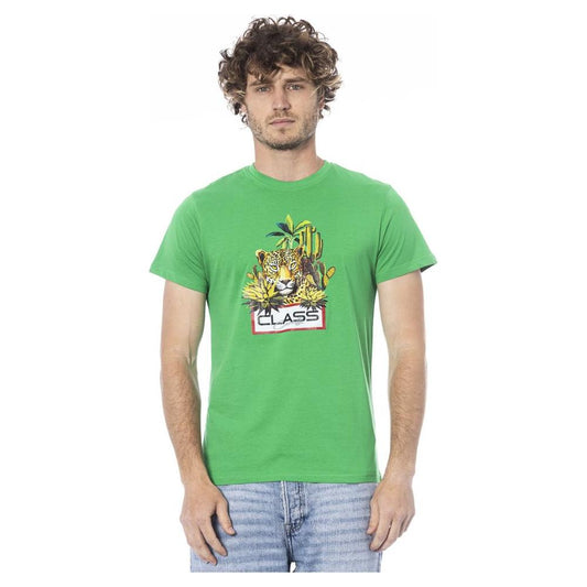 Cavalli Class Green Cotton Men T-Shirt CA-24340-M