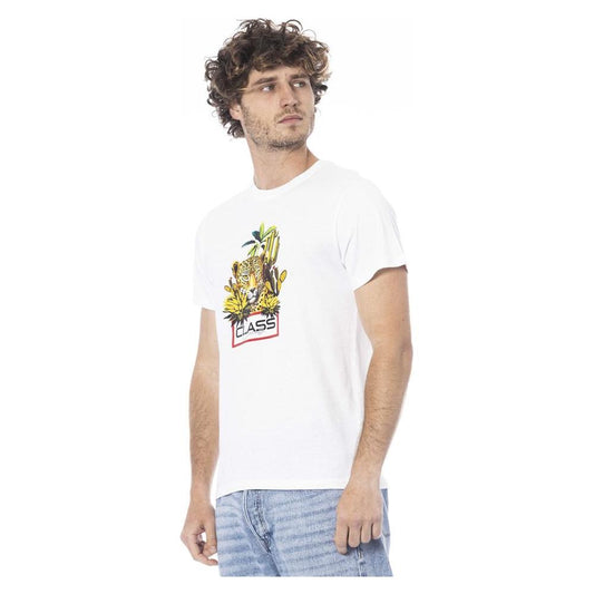 Cavalli Class White Cotton Men T-Shirt CA-24341-L