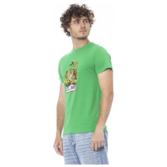 Cavalli Class Green Cotton Men T-Shirt CA-24340-M
