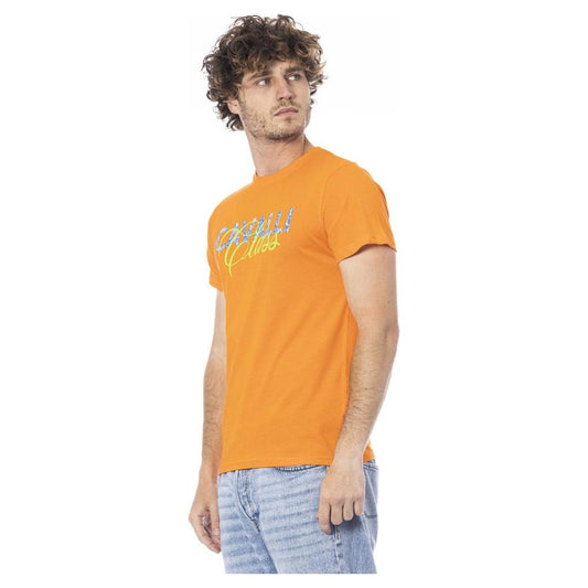 Cavalli Class Orange Cotton Men T-Shirt CA-24336-M