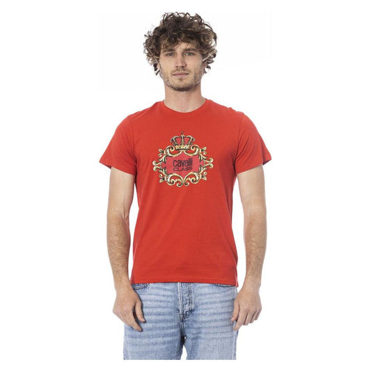 Cavalli Class Red Cotton Men T-Shirt CA-24334-M