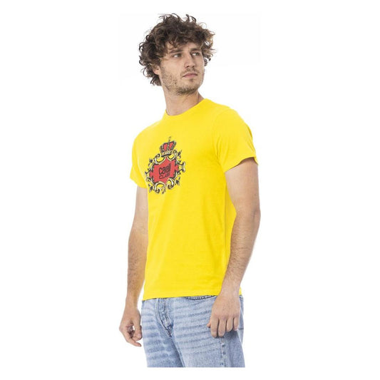 Cavalli Class Yellow Cotton Men T-Shirt CA-24335-M
