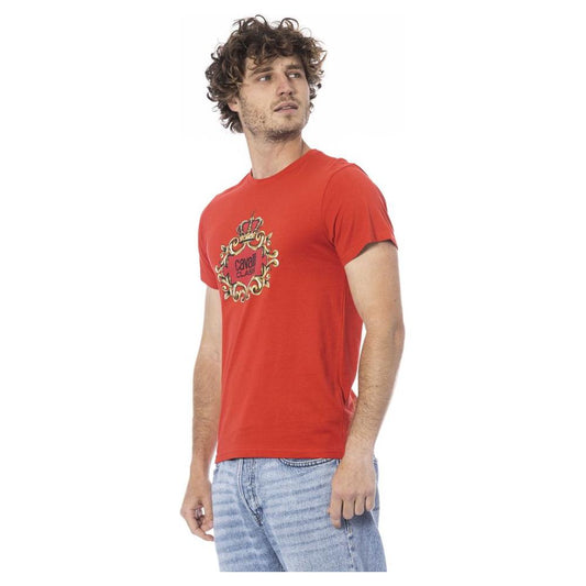 Cavalli Class Red Cotton Men T-Shirt CA-24334-M