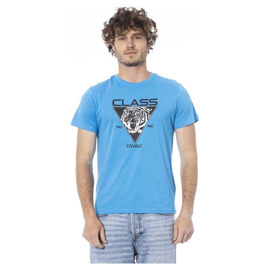 Cavalli Class Light Blue Cotton Men T-Shirt CA-24331-L