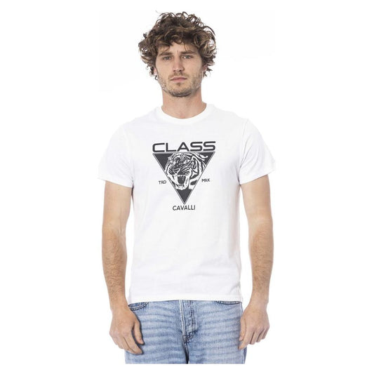 Cavalli Class White Cotton Men T-Shirt CA-24330-L