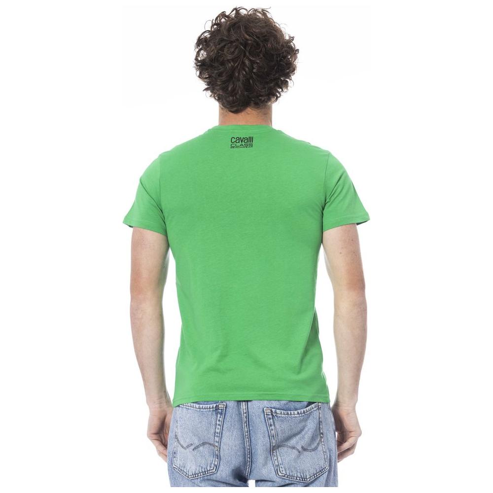 Cavalli Class Green Cotton Men T-Shirt