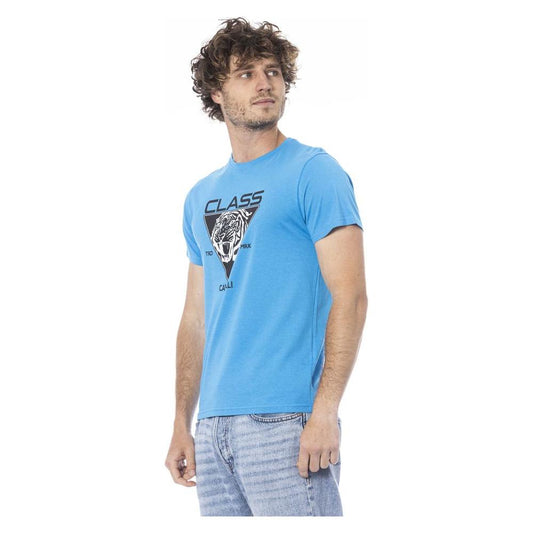Cavalli Class Light Blue Cotton Men T-Shirt CA-24331-L