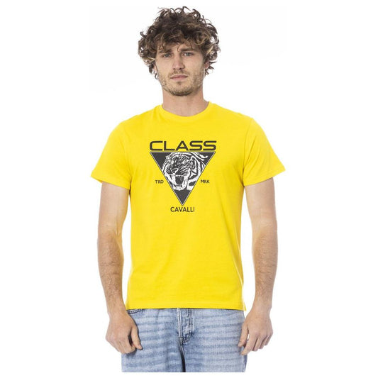Cavalli Class Yellow Cotton Men T-Shirt CA-24329-M