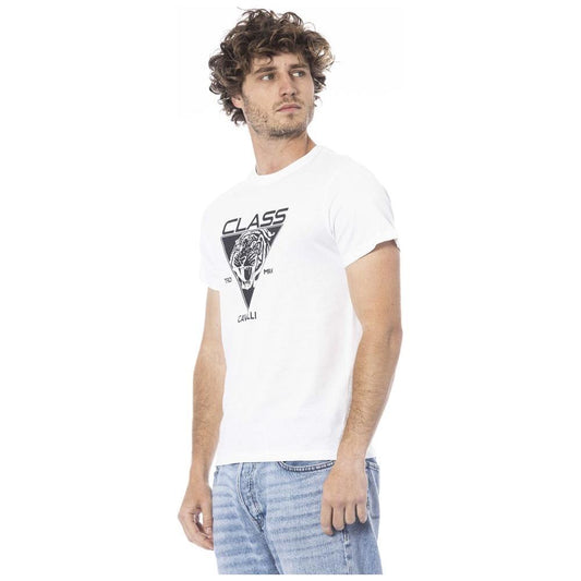 Cavalli Class White Cotton Men T-Shirt CA-24330-L
