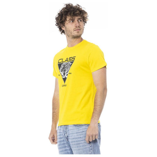 Cavalli Class Yellow Cotton Men T-Shirt CA-24329-M