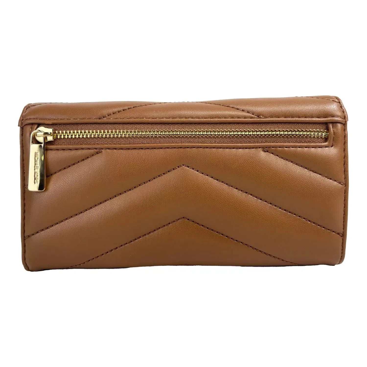 محفظة مايكل كورس جيت سيت ترافل كبيرة من الجلد المبطن بثلاث طيات باللون البني