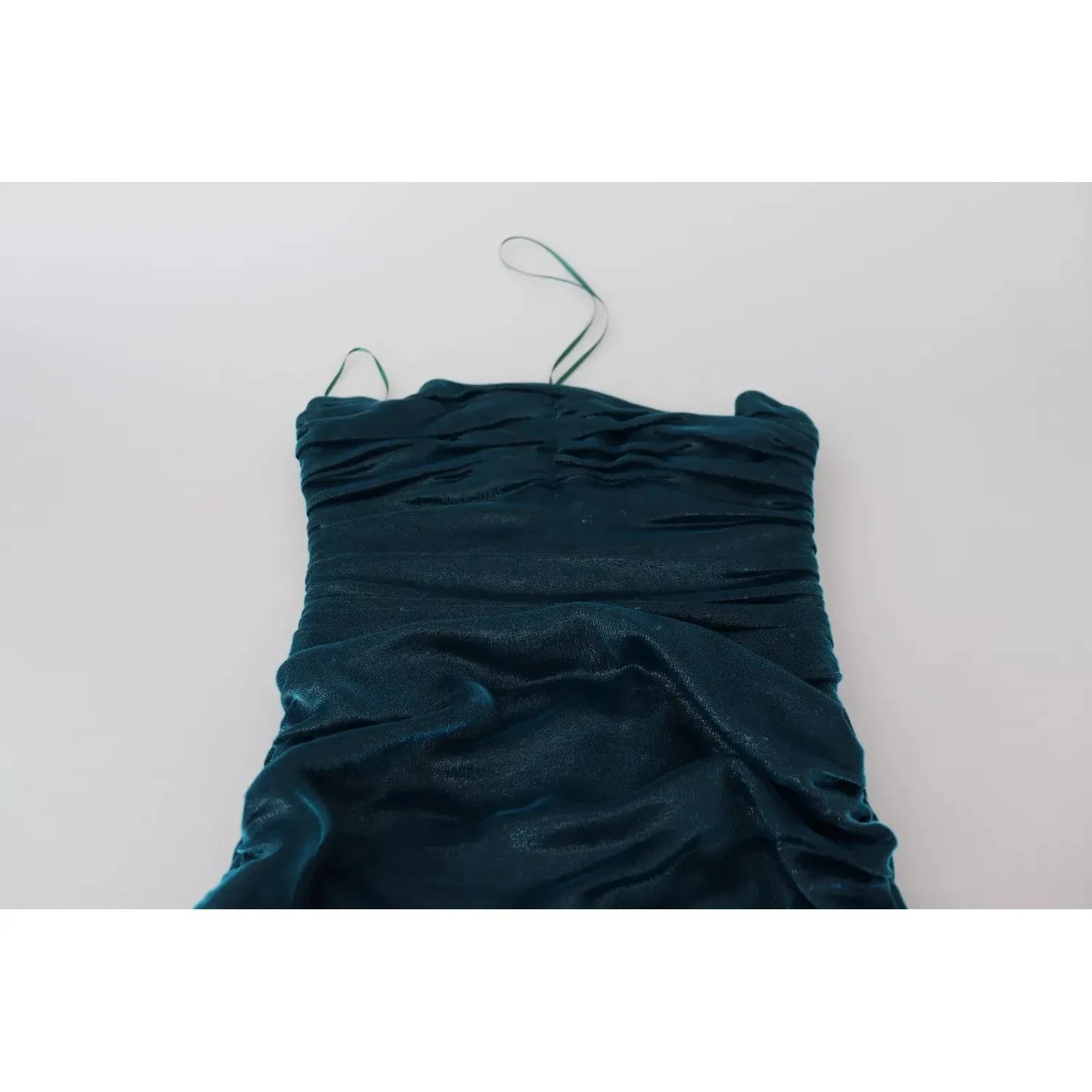 فستان دولتشي آند غابانا من مزيج الحرير باللون الأزرق بدون حمالات