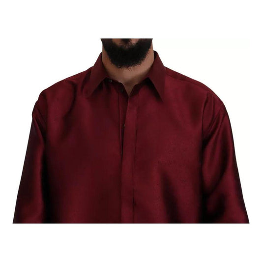 Dolce & Gabbana Bordeaux Cotton Long Sleeve Men Formal Shirt JKT3586-40