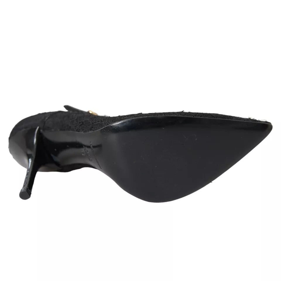 حذاء بوت طويل مطاطي من التول الأسود من دولتشي آند غابانا