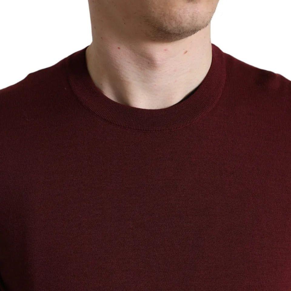 Dolce & Gabbana Bordeaux Wool Knit Crew Neck Pullover Sweater TSH84170-48