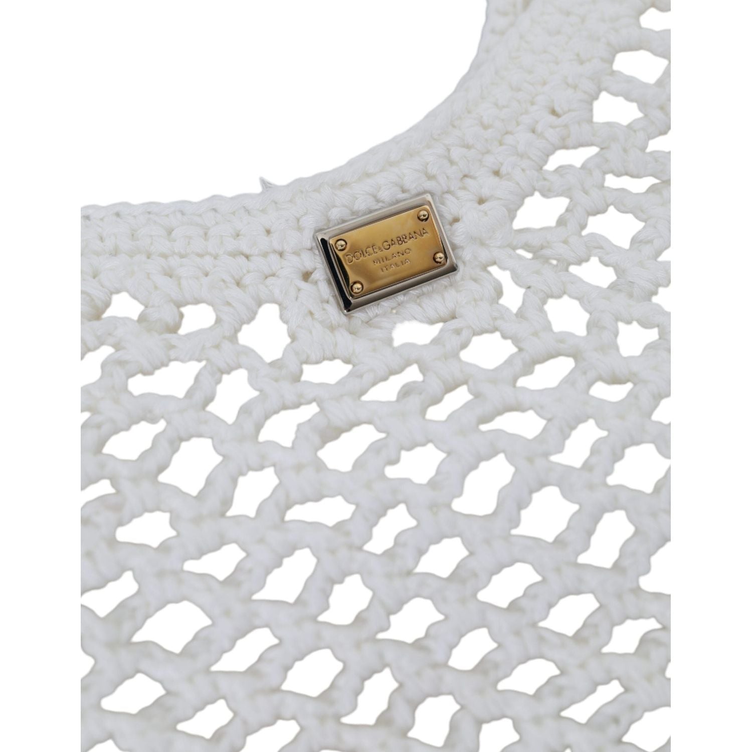 حقيبة تسوق دولتشي آند غابانا من القطن المحبوك باللون الأبيض والأخضر