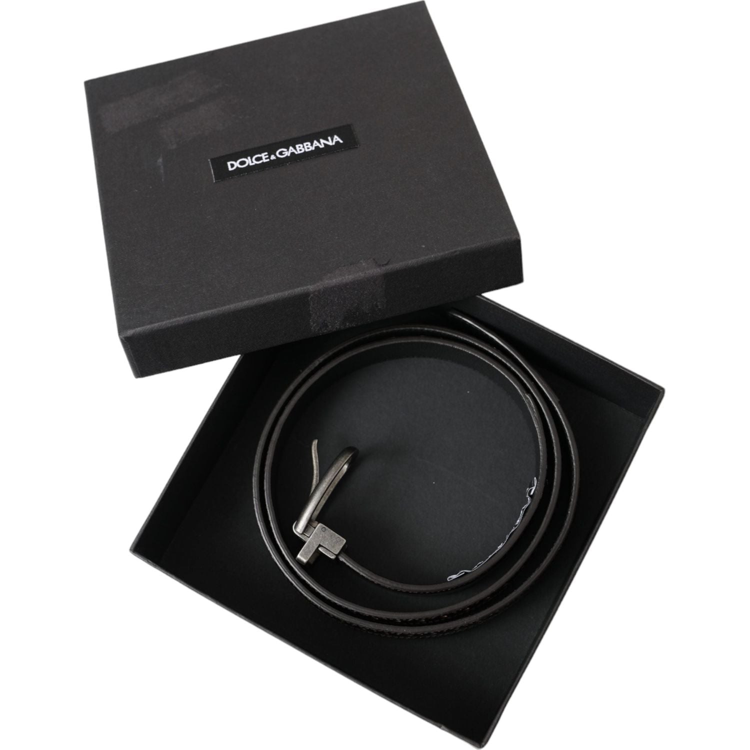 حزام دولتشي آند غابانا من الجلد المثقب باللون البني الداكن للرجال