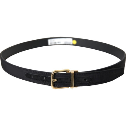 Dolce & Gabbana Black Gros Grain Gold Metal Buckle Belt Men