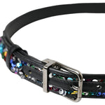Dolce & Gabbana Black Sequined Silver Metal Buckle Women Belt BEL9191-90
