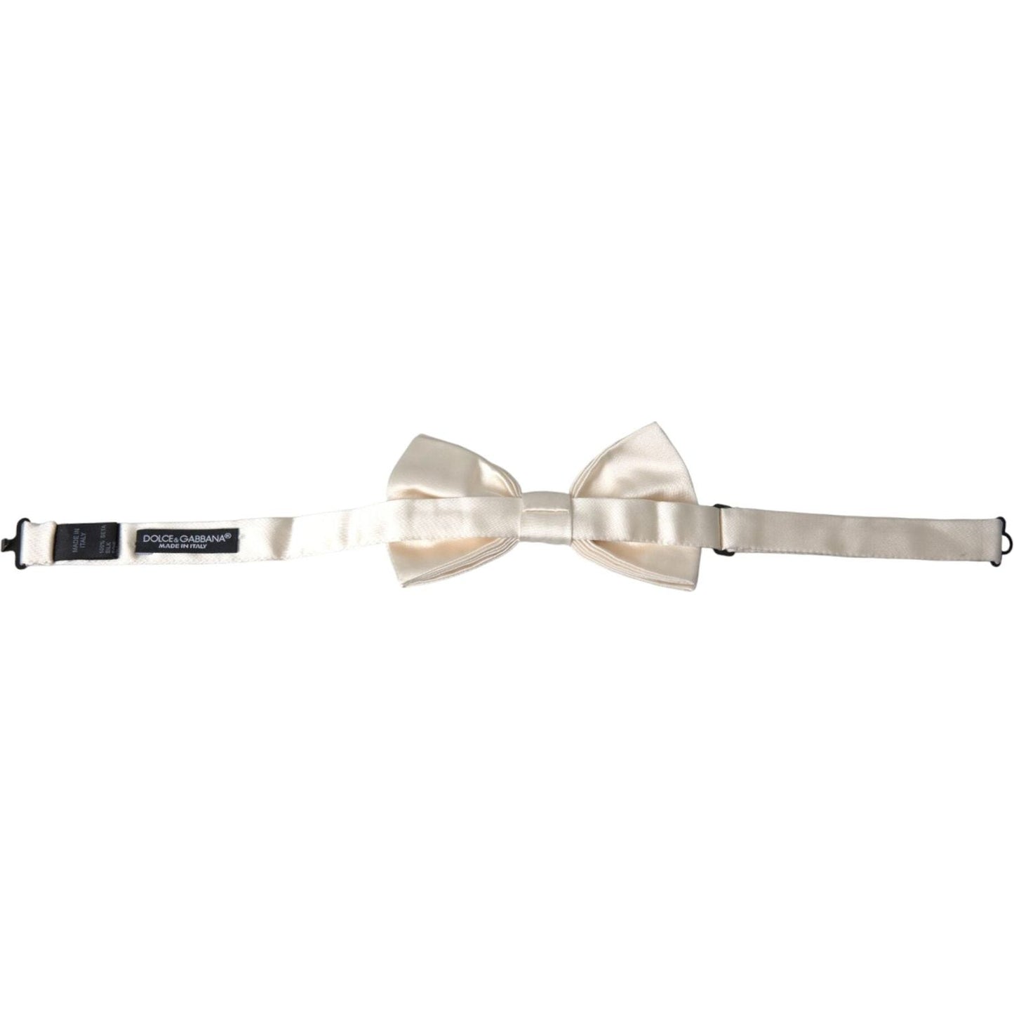 Dolce & Gabbana Off White Silk Adjustable Neck Men Bow Tie