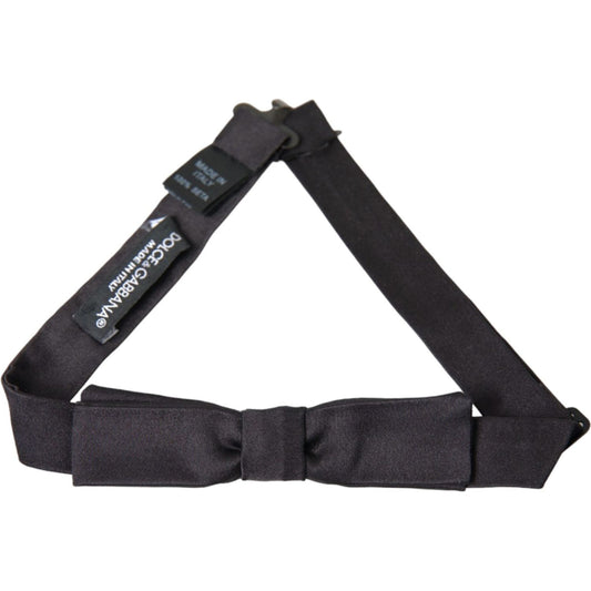 Dolce & Gabbana Dark Gray Silk Adjustable Neck Men Bow Tie