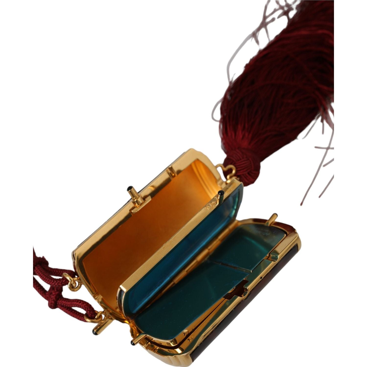 حقيبة دولتشي آند غابانا الصغيرة ذات المرآة ذات شكل جلد النمر باللون البني