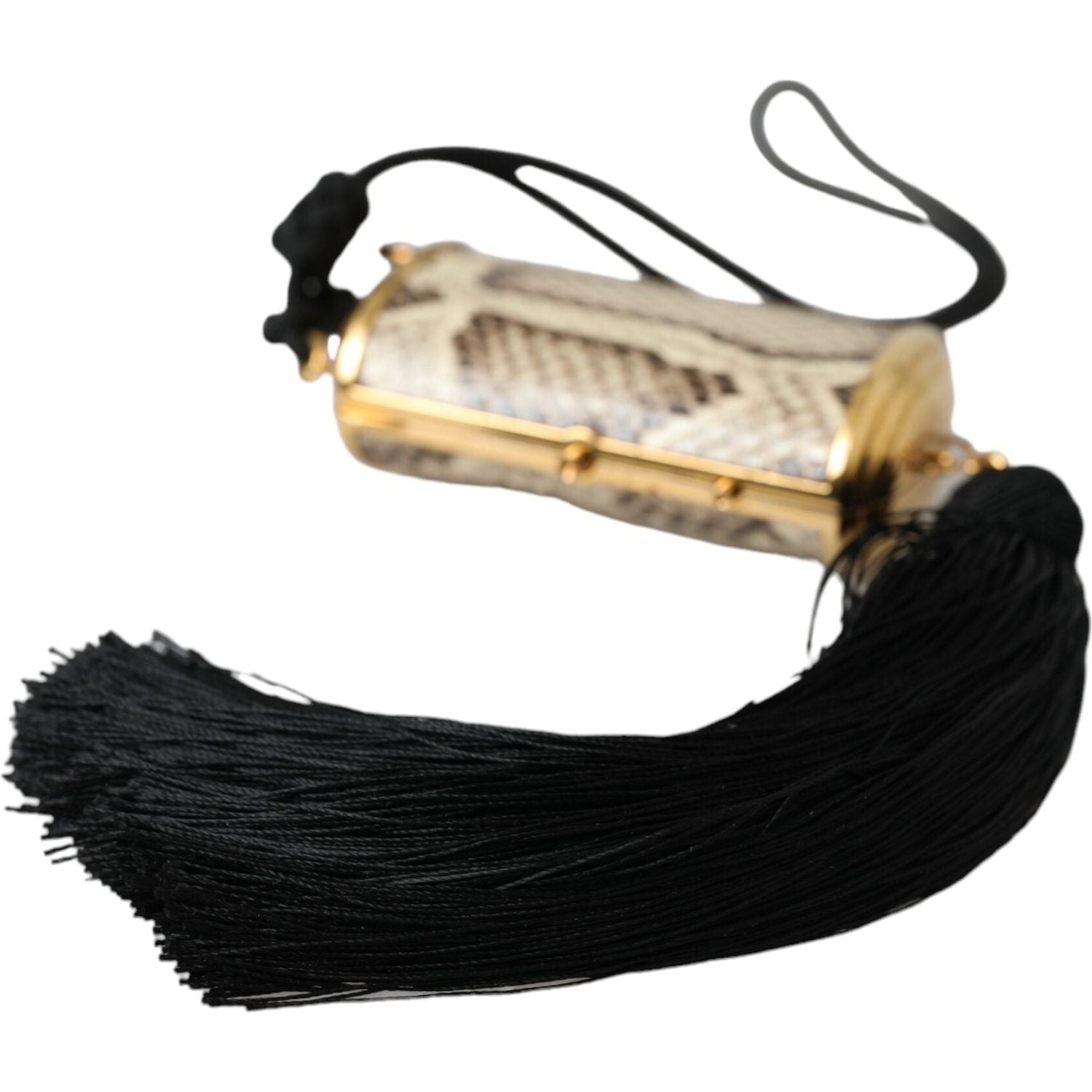 حقيبة دولتشي آند غابانا لحمل مستحضرات التجميل من الجلد الاستوائي باللون البيج مع مرآة صغيرة