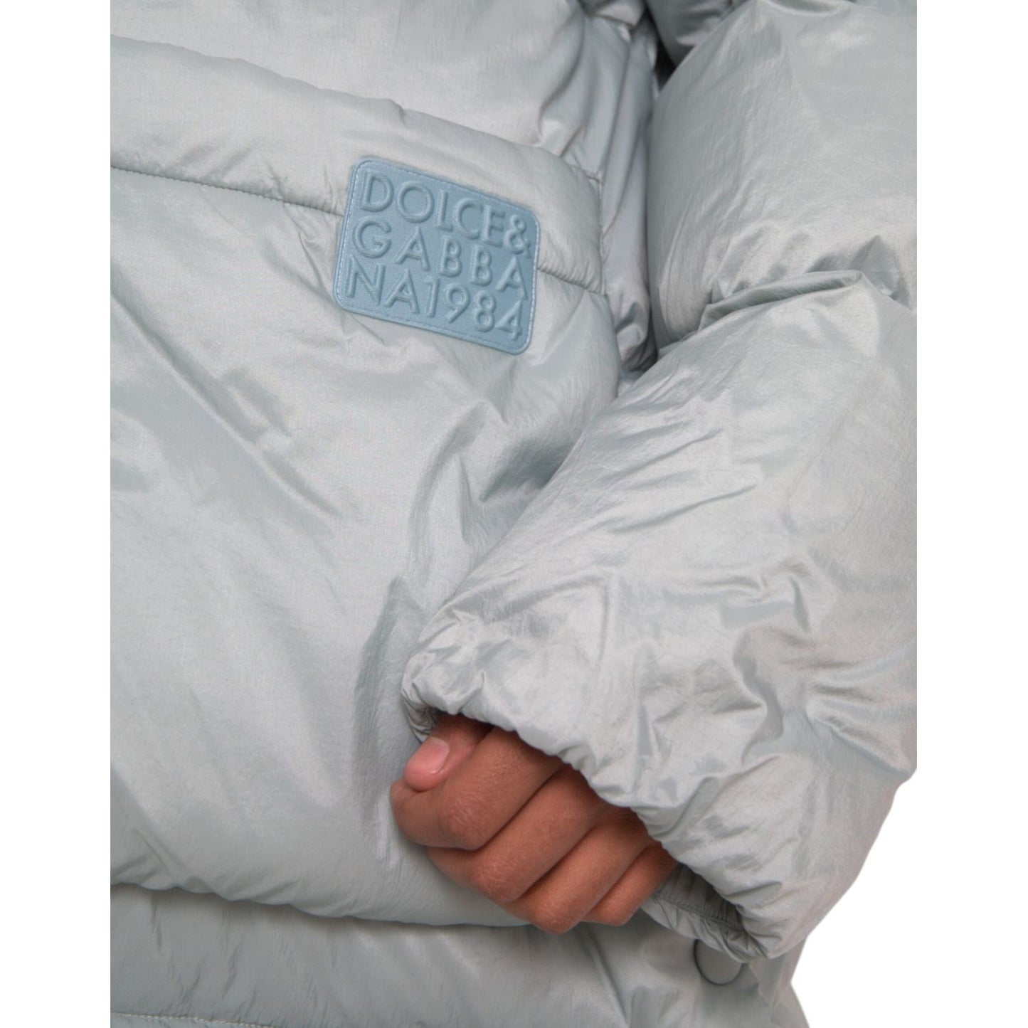 Dolce & Gabbana Light Blue Quilted Hooded Puffer Jacket Men JKT3835-50