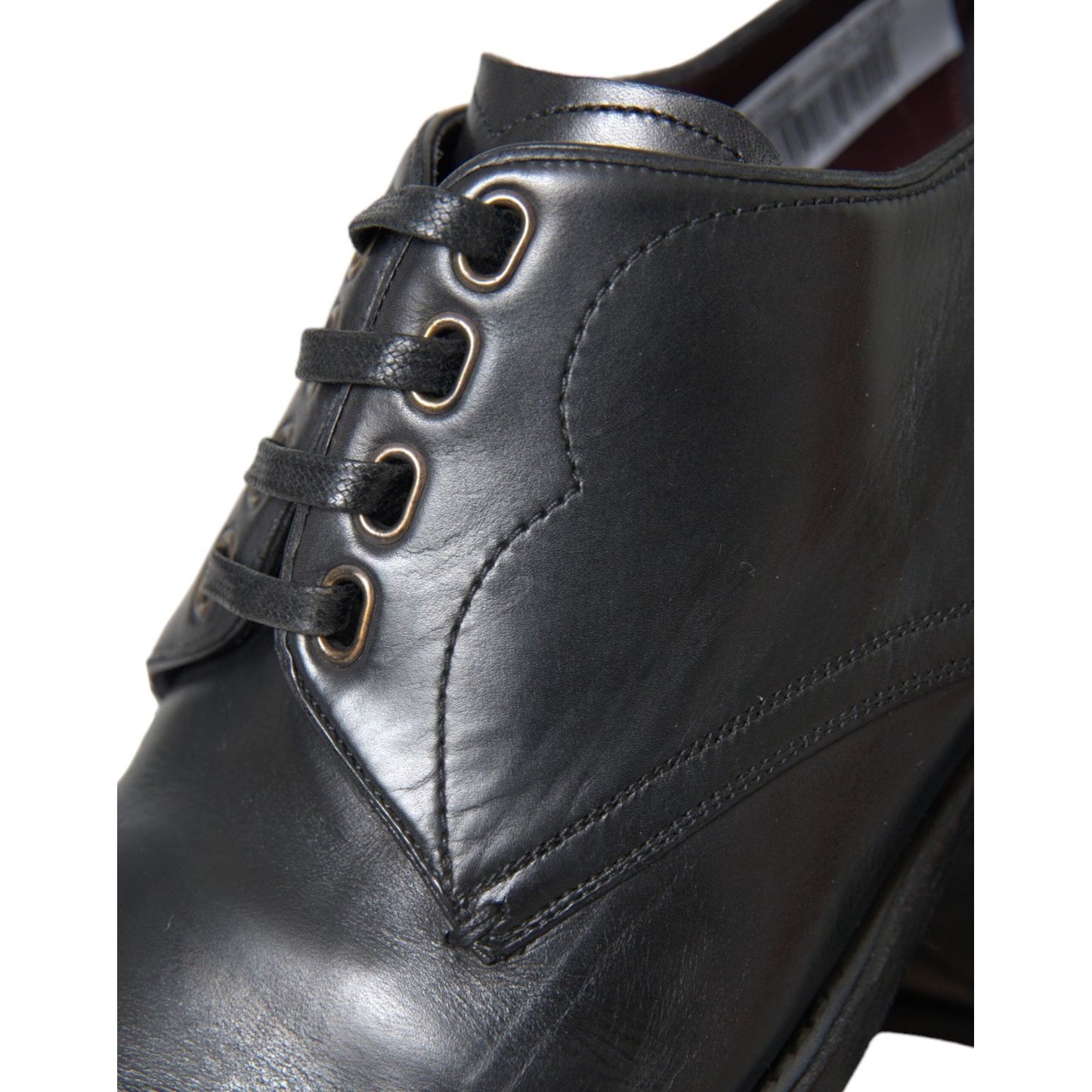 Dolce & Gabbana Black Leather Derby Formal Dress Men Shoes MV5760-43