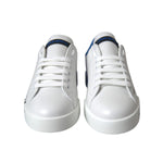 Dolce & Gabbana White Blue Leather Logo Low Top Sneakers Shoes MV5698-39