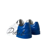 Dolce & Gabbana White Blue Leather Logo Low Top Sneakers Shoes MV5698-39