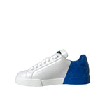Dolce & Gabbana White Blue Leather Logo Low Top Sneakers Shoes MV5698-39