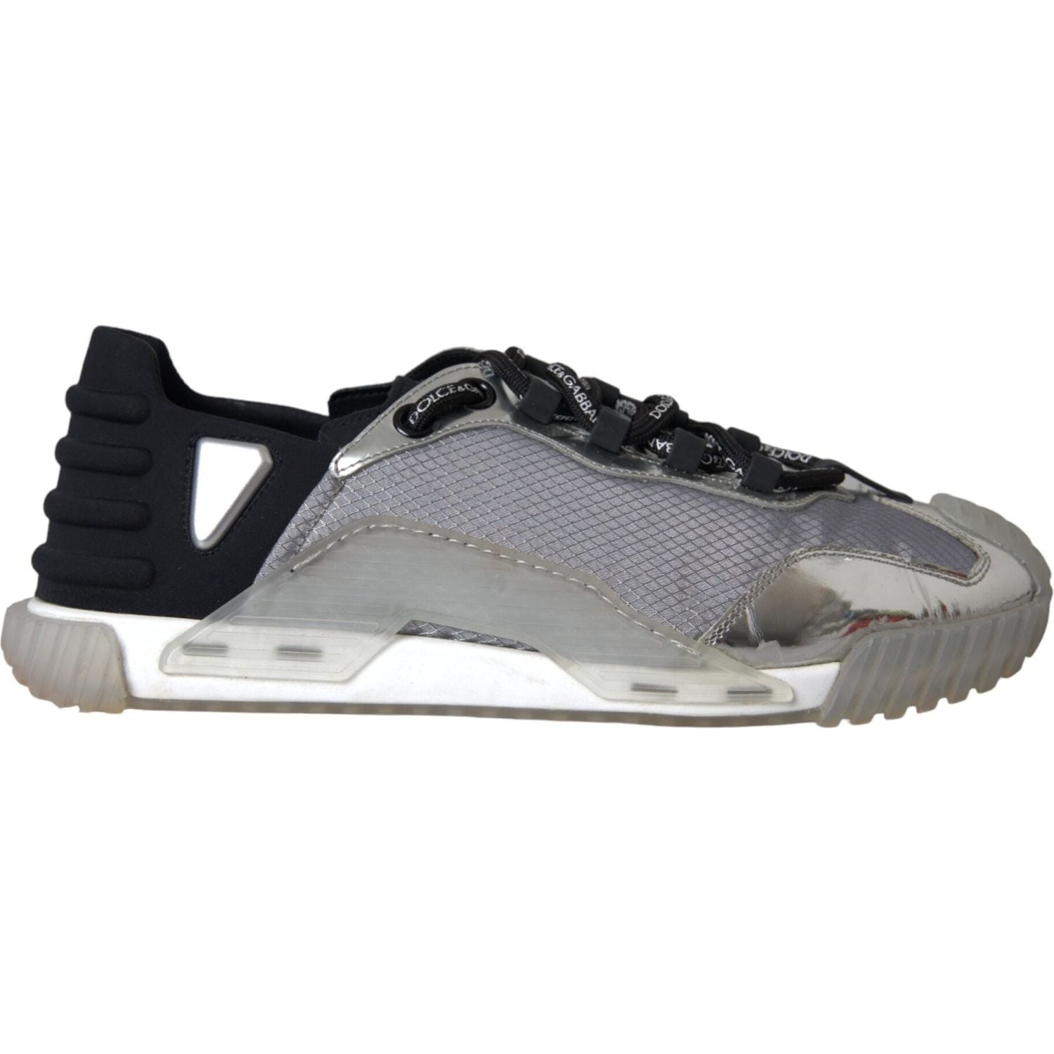 حذاء رياضي رجالي من دولتشي آند غابانا NS1 منخفض الرقبة باللون الفضي والأسود من النايلون